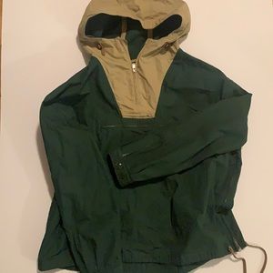 Jcrew green and tan pullover anorak